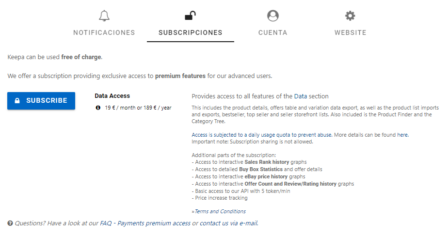 Precios de la Herramienta Keepa